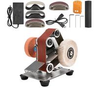 3-in-1 Mini Belt Sander Grinder, 7 Adjustable Speed Electric Knife Sharpener, Bench Polisher Buffer for Knife Making/Metal/Wood DIY Craft Jewelry Stained Glass Tool Sharpening