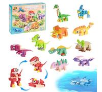 3 in 1 Mini Dinosaur Blocks Set - 12pcs Building Bricks Sets, Animals Blocks, Dinosaur Calendar Gifts, Plastic Animal Building Fidget Toys for Children, Birthday Toys, Party Decorations Advent