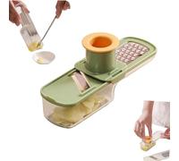 3 in 1 Mini Garlic Slicer Multi-Functional Slicer Veggie Shredder, Easy Grip Handheld Chopper with Container, for Home & Restaurant (Green)