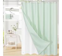 3 in 1 Mint Green Shower Curtain Set with PEVA Liner & 12 Hooks, 72 x 72