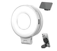 3-in-1 mobile phone magnetic beauty selfie light, 360° LED selfie ring fill light, foldable magnetic fill light with mirror, suitable for most models, foldable and chargeable, suitable for makeup, liv