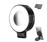 3-in-1 mobile phone magnetic beauty selfie light, 360° LED selfie ring fill light, foldable magnetic fill light with mirror, suitable for most models, foldable and chargeable, suitable for makeup, liv