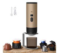 3 in 1 Multi Capsule Coffee Machine, Portable Coffee Maker, Capsule Espresso and Ground Coffee, 15 Bar Electric Espresso Machine, for Office Travel Camping Home (Champagne+Stand)
