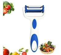 3-in-1 Multi-Function Potato Peeler & Vegetable Slicer, Dual-Handed Design with Serrated Blade & Julienne Peeler for Kitchen, Multi-Purpose Fruit Peeler and Slicer for Vegetables & Fruits(Blue White)