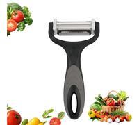 3-in-1 Multi-Function Potato Peeler & Vegetable Slicer, Dual-Handed Design with Serrated Blade & Julienne Peeler for Kitchen, Multi-Purpose Fruit Peeler and Slicer for Vegetables & Fruits(Black Gray)
