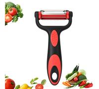 3-in-1 Multi-Function Potato Peeler & Vegetable Slicer, Dual-Handed Design with Serrated Blade & Julienne Peeler for Kitchen, Multi-Purpose Fruit Peeler and Slicer for Vegetables & Fruits(Red Black)
