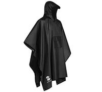 3-in-1 Multi-Functional Rain Poncho Adult 85.8 x 55.5 inches Polyester Outdoor Rainwear - Waterproof Raincoat, Sunshade Tarp, Tent Ground Sheet Mat Black