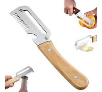 3 in 1 Multi Functional Vegetable Peeler with Bottle Opener, 2026 New Scallion Cutter Wooden Kitchen Tool Fruit and Veggie Peelers Stainless Steel Sugarcane Scraping Machine (A)