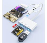 3 in 1 Multi SD TF Memory Card Reader, USB Camera Card Reader USB OTG Adapter with Micro SD & SD Card Slots & USB-A Port, Supports SD/Micro SD/SDHC/SDXC/MMC for iPhone/Samsung/MacBook/Laptop/Computer