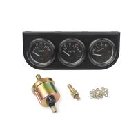 3-in-1 Multifunction LED Automotive Gauge with Voltmeter, Oil Temperature and Oil Pressure Indicators, 8-16V 52mm Additional for Dashboard Instrument for Car and Truck Interior Upgrade, Install Black