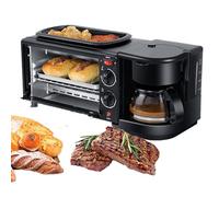 3-In-1 multifunctional Home Breakfast Machine with Cooking Pot, Baking Area and Coffee Maker, Non-Stick Griddle, Temperature Control Timing Suitable for Grilling, Baking and Brewing Coffee