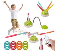 3 in 1 Musical Jump Game - Ring Toss Game, Rocket Launcher Toy for Kids Outdoor, Fun Skipping Rope Toy with Remote Control, Sports Toys Toddler Outdoor Garden Games for Boys Girls, Gifts for Ages 3-8