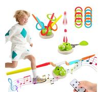 3 In 1 Musical Jumping Toy Kit, Ring Toss Game, Kids Rocket Launcher, Kids Garden Sport Games with Remote Control, Toddler Fun Ladybug Toys Outdoor Indoor Party Games, Gift for Girls Boys 3 4 5 6 7 8