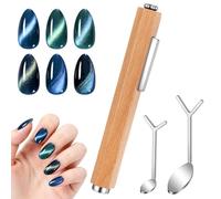 3 in 1 Nail Magnet, Cat Eye Gel Nail Polish Magnet Pen, Diverse Effect Double Ended Manicure Salon Design Art Tools Set Accessories for Home DIY, Salon, Studio, Nails Art Design Tools