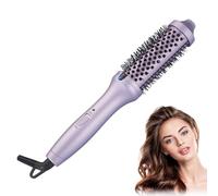 3-in-1 Negative Ion Heating Brush 38mm - 10°C Dual Tension Round Ceramic Tourmaline Brush for Full & Curly Hair (Purple)