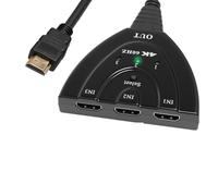 3 in 1 out HDMI Switch 4K@30Hz 3-Port HDMI 2.2 Splitter Hub Switcher with High Speed Cable Support 4K 3D 1080P UHD HDCP for PS5 HDTV Xbox Roku PS3 4 5 Fire Stick Blu-ray DVD and Projector