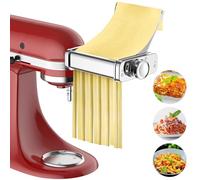 3 in 1 Pasta Attachment for Kitchenaid Stand Mixer, All Metal Pasta Maker Kitchenaid Attachment, Pasta Sheet Roller, Spaghetti Cutter, Fettuccine Cutter Maker Accessories and Cleaning Brush by Gvode