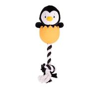 Rosewood 3-In-1 Penguin Dog Toy - Plush, Rope & Rubber Interactive Dog Toy with Squeaker - Durable Chew, Tug & Fetch Toy for Small, Medium and Large Dogs