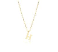 3-in-1 Personalized Name Necklace - Sterling Silver Adjustable Chain with Detachable Initial Pendant, Convertible Layering Jewelry for Women + Your Own Charms (38-44cm, 14K Gold Plated) (Gold-H)