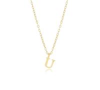 3-in-1 Personalized Name Necklace - Sterling Silver Adjustable Chain with Detachable Initial Pendant, Convertible Layering Jewelry for Women + Your Own Charms (38-44cm, 14K Gold Plated) (Gold-U)