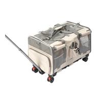 3 IN 1 Pet Carrier Bag Pet Trolley Bag Handbag for Cats and Dogs, Double-Compartment Cat Travel Carrier Bag, Rolling Carrier (C)