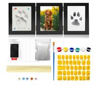 3-in-1 Pet Paw Print Kit for Dogs and Cats - Clay Paw Print Impression Kit with Memorial Photo Frame, No-Mess Inkless Pad and Soft Clay for Pawprint Keepsake