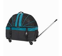 3 In 1 Pet Rolling Carrier Tote Box Foldable Breathable Travel Rolling Carrier for Small and Medium Dogs and Cats Up To 40 Lbs (Grey)