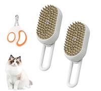 3 In 1 Pet Steam Brush, Rechargeable Cloud Care Cat Brush, 3 In 1 Steamy Pet Brush Dog for Long and Short Hair Cats and Dogs, with Steamy Massage Shedding Relief (2 PCS White)