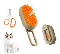 3 In 1 Pet Steam Brush, Rechargeable Cloud Care Cat Brush, 3 In 1 Steamy Pet Brush Dog for Long and Short Hair Cats and Dogs, with Steamy Massage Shedding Relief (1 PCS Khaki)
