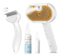 3-in-1 Pet Steam Brush Set for Dogs and Cats, Grooming Comb with Spray, Defoaming Tools, Hair Removal, Soft Cat and Dog Spritz Brush, Multifunctional Steam Care Kit
