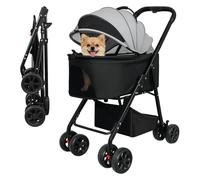 3-in-1 Pet Stroller Dog Pram, Foldable Dog Pushchair with Removable Carrier, Four-Wheel Pet Stroller with Suspension for Medium Dogs and Cats up to 20 kg