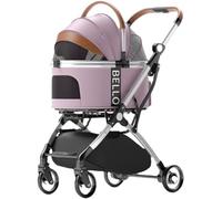 3 in 1 Pet Stroller, Foldable Travel Pet Stroller for Cats & Dogs with Detachable Carriers, Aluminium Trolley Pet Stroller Backpack with Rain Cover.,Pink&Purple