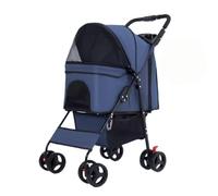 3 in 1 Pet Stroller for Dogs & Cats, Foldable with Detachable Storage Basket, 4 Wheels, Ideal for Vet Visits, Blue - Perfect for Small Animals