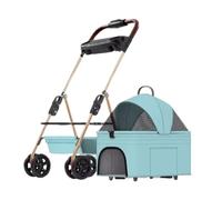 3-in-1 Pet Stroller for Dogs & Cats, Foldable with Removable Storage Basket, 4 Wheels, Ideal for Vet Visits, Lightweight & Durable - Blue