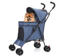 3 in 1 Pet Stroller for Small Dogs and Cats, Foldable Pet Stroller with Wheels, Breathable Mesh, Large Capacity, Easy to Carry (Navy)