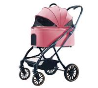 3-in-1 Pet Stroller for Small Medium Dogs Puppy Cat Stroller with Detachable Carrier & Pad Lightweight Foldable Aluminum Alloy Frame Dual No-Zip Entry(Khaki)(Pink)