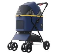 3-in-1 Pet Stroller for Small Medium Dogs Puppy Cat Stroller with Detachable Carrier & Pad Lightweight Foldable Aluminum Alloy Frame Dual No-Zip Entry(Blue)