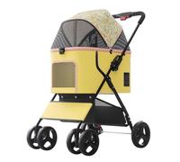 3-in-1 Pet Stroller for Small Medium Dogs Puppy Cat Stroller with Detachable Carrier & Pad Lightweight Foldable Aluminum Alloy Frame Dual No-Zip Entry(Yellow)
