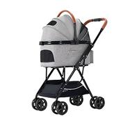 3-in-1 Pet Strollers for Small Medium Dogs Cat Strolling Cart with Detachable Carrier Pet Travel Carrier Easy One-Hand Fold Holds Pets Up to 15 Kg / 33 LBS (Color : Graey)