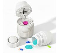 3-in-1 Pill Crusher Fine Powder - 1/4 1/2 Pill Cutter Splitter for Small and Tiny, Grinder for Elderly with Storage and Measuring Cup (White)