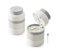 3-in-1 Pill Cutter, 1/2 1/4 Pill Crushers & Splitters with Stainless Steel Hidden Sharp Blade and Storage for Small or Large Pills, Pills Crusher Fine Powder for Tablets (Gray)