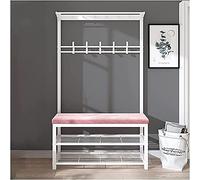 3-in-1 Pink Hall Tree Entryway Bench with Coat Rack & Shoe Storage, 39 Inch - Stylish for Entryway, Hallway, Mudroom, Space-Saving Solution