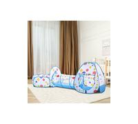 3-in-1 Play Tent Set for Kids Pop Up with Tunnel Ball Pit Playhouse H&O Direct Blue One Size