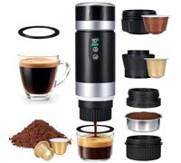 3-In-1 Portable Coffee Maker 20 Bar Portable Coffee Machine Electric Travel Espresso Machine with Small/Large Capsules & Grounds Self-Heating Portable Espresso Machine for Camping Hiking Office Travel