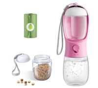 3 in 1 Portable Dog Water Bottle with Food Container and Waste Bag, Multifunctional Pet Travel Water Dispenser Water Bottle for Outside Drinking and Eating,Suitable for Puppy and Cats