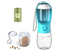 3 in 1 Portable Dog Water Bottle with Food Container and Waste Bag, Multifunctional Pet Travel Water Dispenser Water Bottle for Outside Drinking and Eating, Suitable for Puppy and Cats