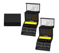 3-in-1 Portable Eye Makeup Kit: Lower Lash Stamp, Beauty Mark Dotter, Eyeliner, Mini Compact Travel Size Palette with Dual-Tone Black & Brown Waterproof Long-Lasting Smudge-Proof for Quick Glam (2PC)