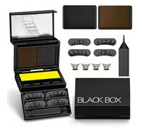 3-in-1 Portable Eye Makeup Kit: Lower Lash Stamp, Beauty Mark Dotter, Eyeliner, Mini Compact Travel Size Palette with Dual-Tone Black & Brown Waterproof Long-Lasting Ink for Quick Glam (1pcs)