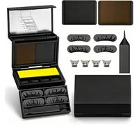 3-in-1 Portable Eye Stamp Kit Eyeliner Set, Quick Dry Makeup Tool for Lash Stamp Design, Mini Compact Travel Size Palette with Dual-Tone Black & Brown Waterproof Long-Lasting Ink for Quick Glam