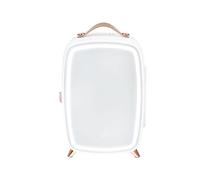 3 in 1 Portable Fridge With LED mirror Portable,6 Liter Small Led Mini Fridge for Bedroom Small Drink Fridge Portable Fridge Can Drink Fridge Makeup Pink, Cool and Warm Fridge Storage Skin Care for gi